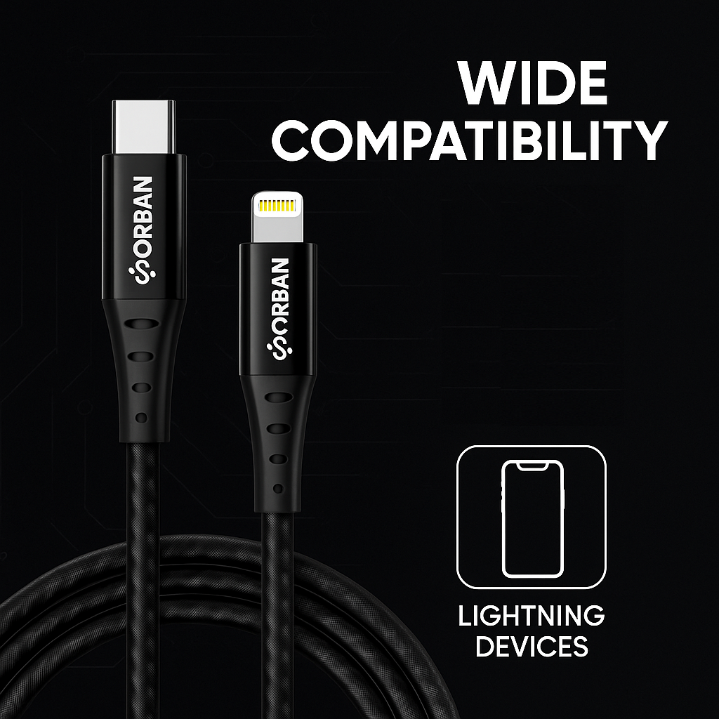 ORBAN 25W Nylon Braided Type-C to Lightning Cable