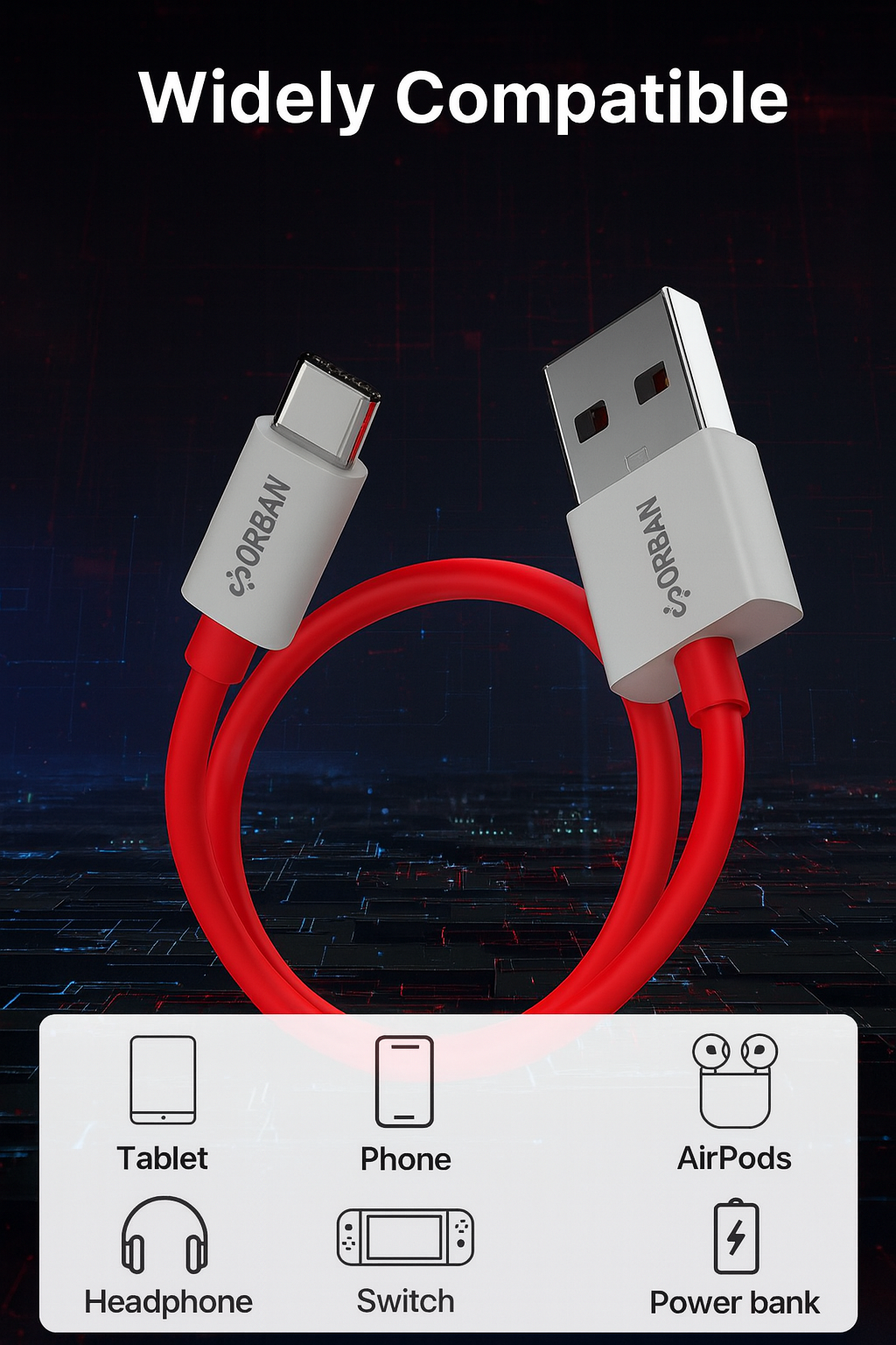 ORBAN 80W QC 4.0 Type-C Cable